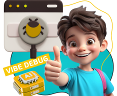 Тестирование & Vibe Debug. Охотники за багами - КИБЕРшкола программирования для детей, компьютерные курсы для школьников, начинающих и подростков - KIBERone г. Липецк